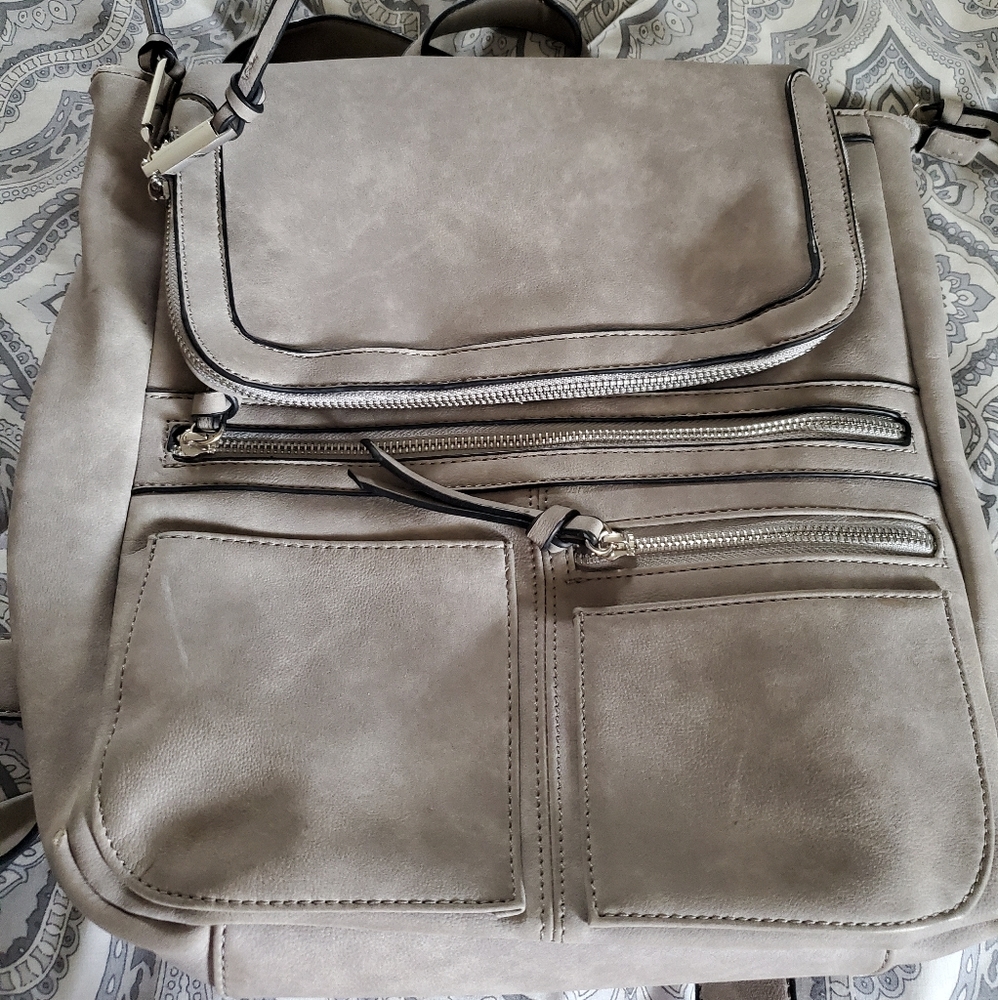 *SOLD* Gray backpack laptop bag purse